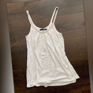 Atmosphere White Tank Top Chain Trim Sleeveless Chic Minimalist Size Sz 6